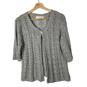 United States Sweaters Light Gray Y2K Single Button Half Sleeve Sweater S